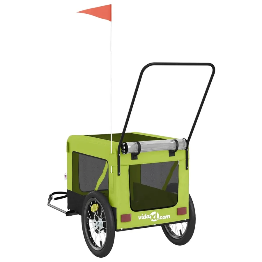 Remorque de vélo pour animaux de compagnie vert et noir - 9