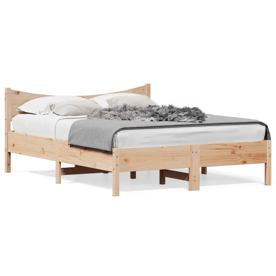 Cadre de lit sans matelas 140x190 cm bois de pin massif - 2
