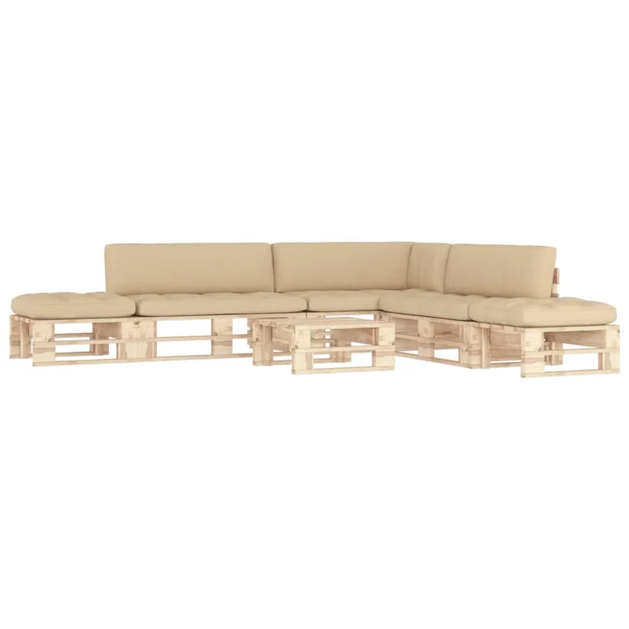 Salon de jardin palette 6pcs avec coussins Bois de pin imprégné