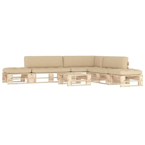 Salon de jardin palette 6pcs avec coussins Bois de pin imprégné