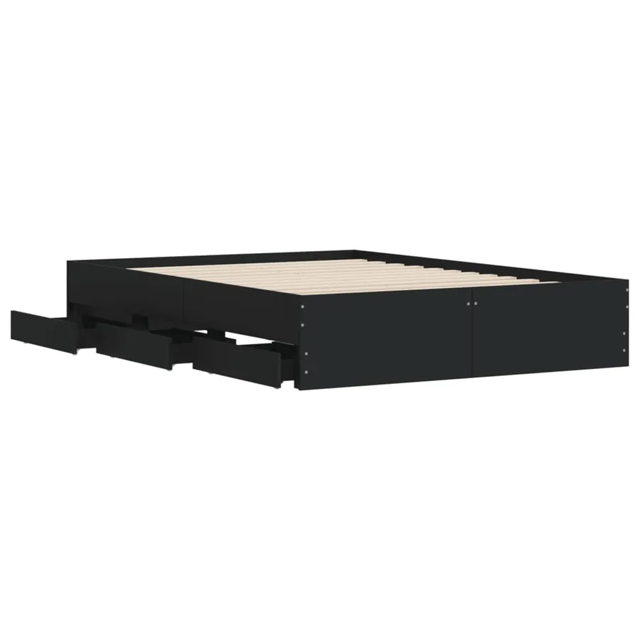 Cadre de lit avec tiroirs sans matelas noir 135x190 cm - 5