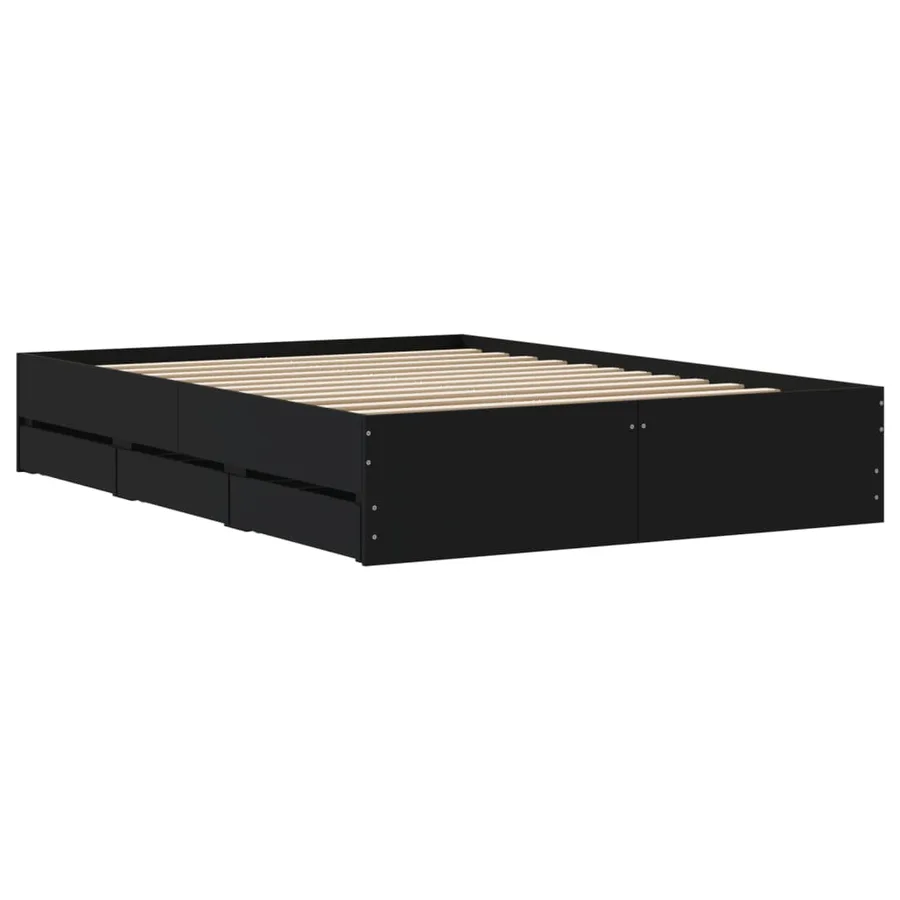 Cadre de lit avec tiroirs sans matelas noir 135x190 cm - 8