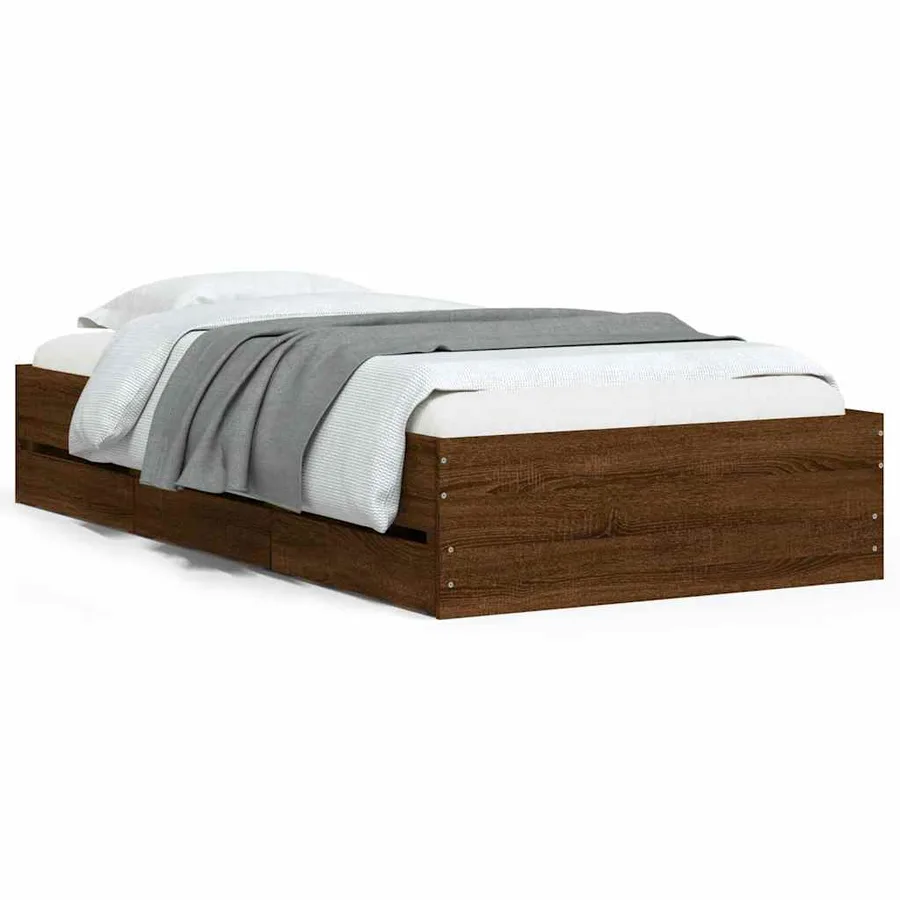 Cadre de lit avec tiroirs sans matelas chêne marron 90x200 cm - 2