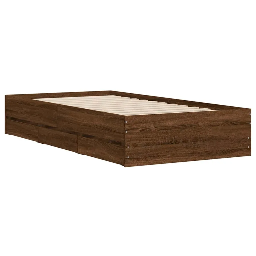 Cadre de lit avec tiroirs sans matelas chêne marron 90x200 cm - 4