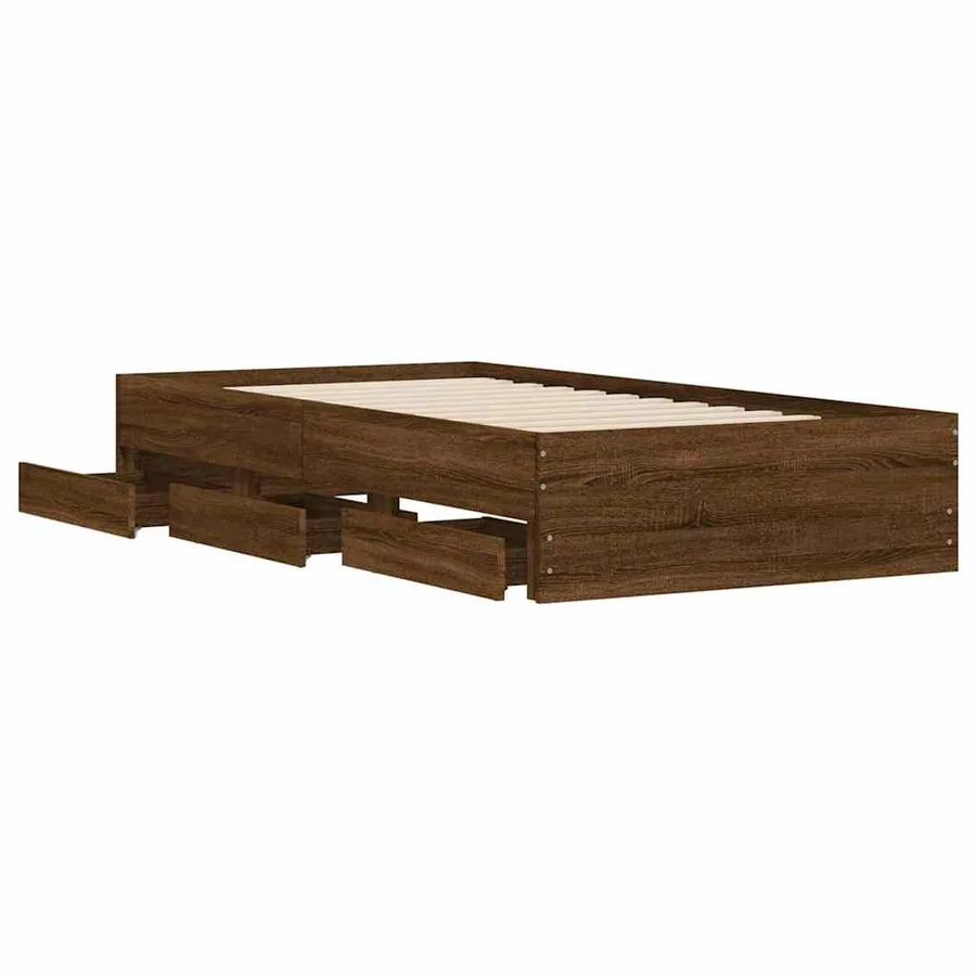 Cadre de lit avec tiroirs sans matelas chêne marron 90x200 cm - 5