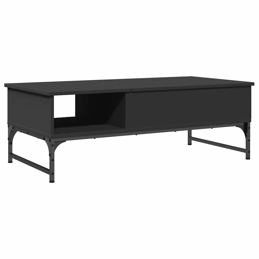 Table basse noir 100x50x35 cm bois d'ingénierie et métal - 2