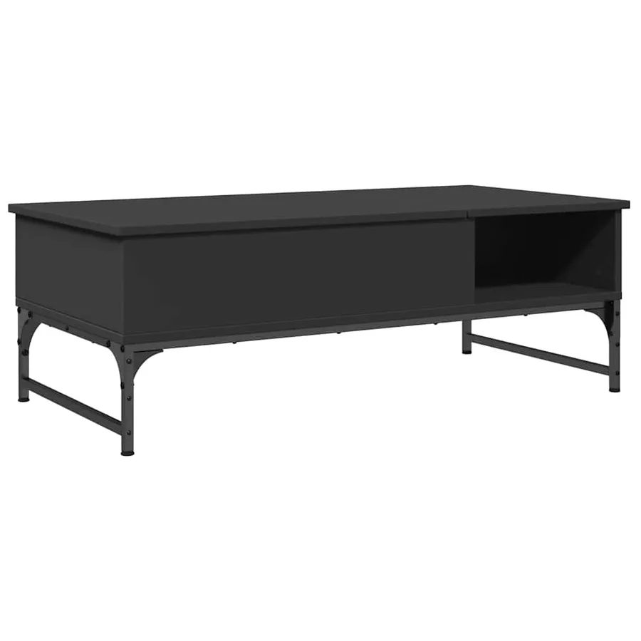 Table basse noir 100x50x35 cm bois d'ingénierie et métal - 7
