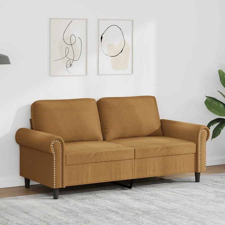 Canapé à 2 places Marron 140 cm Velours