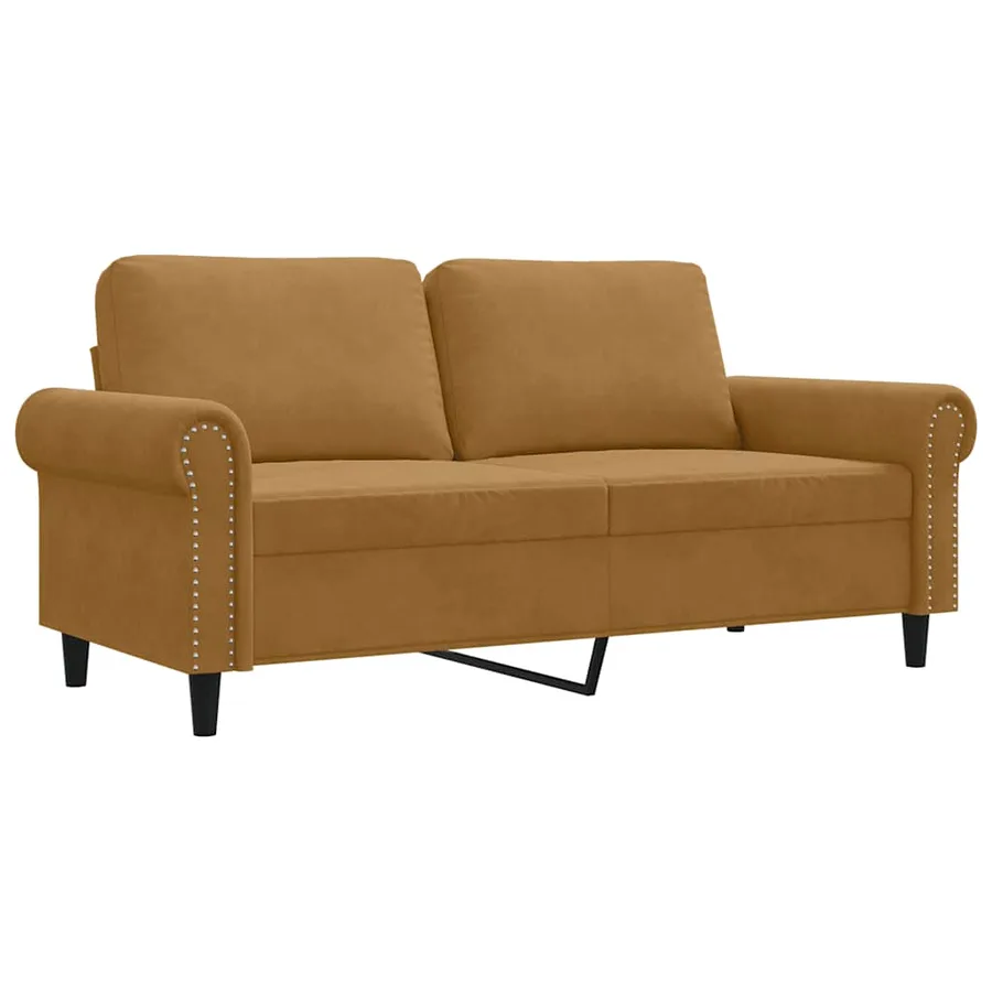 Canapé à 2 places Marron 140 cm Velours - 2