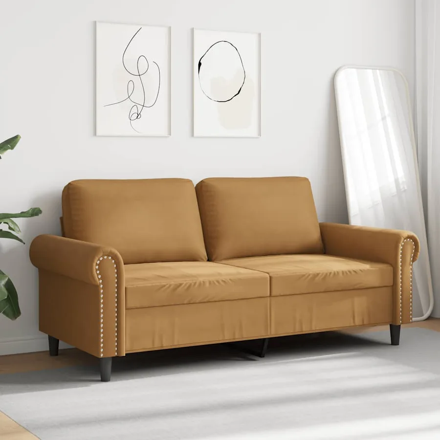 Canapé à 2 places Marron 140 cm Velours - 3