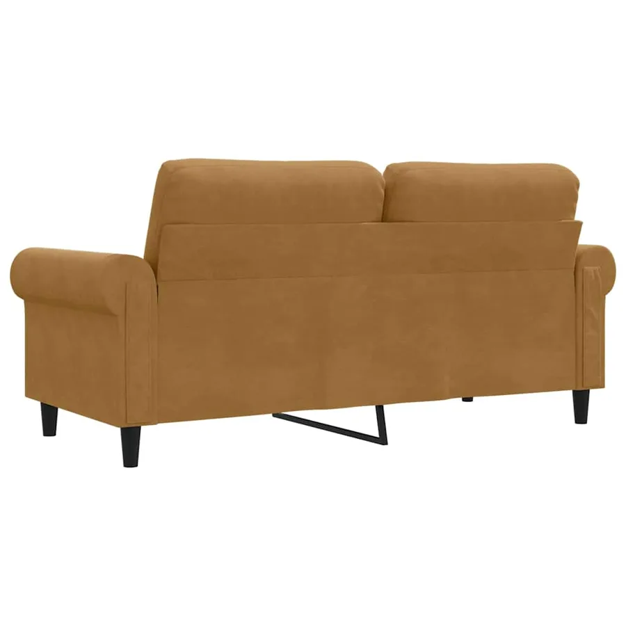 Canapé à 2 places Marron 140 cm Velours - 6