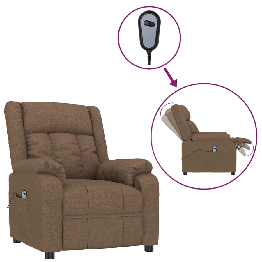 Fauteuil inclinable électrique Marron Tissu - 2