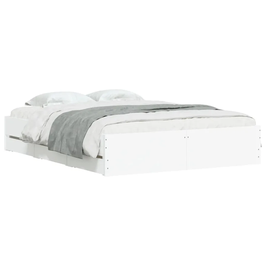 Cadre de lit avec tiroirs sans matelas blanc 150x200 cm - 3