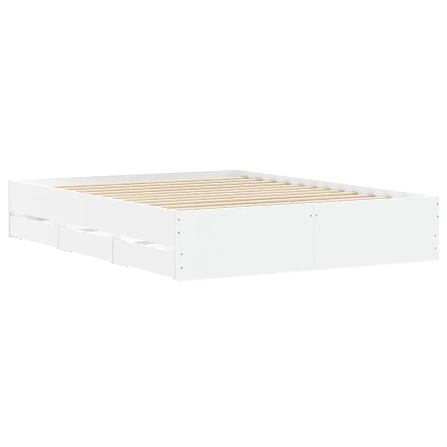 Cadre de lit avec tiroirs sans matelas blanc 150x200 cm - 4