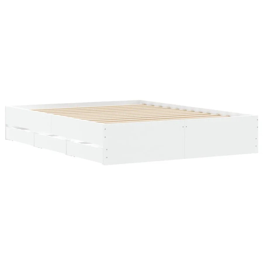 Cadre de lit avec tiroirs sans matelas blanc 150x200 cm - 8