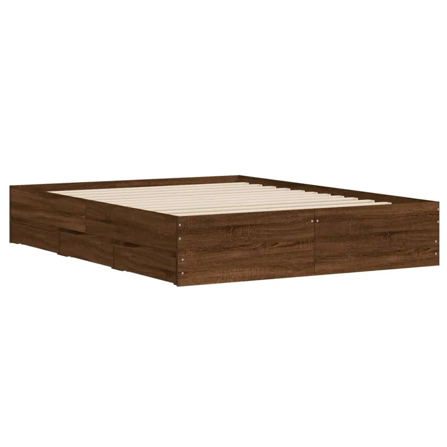 Cadre de lit avec tiroirs sans matelas chêne marron 150x200 cm - 4