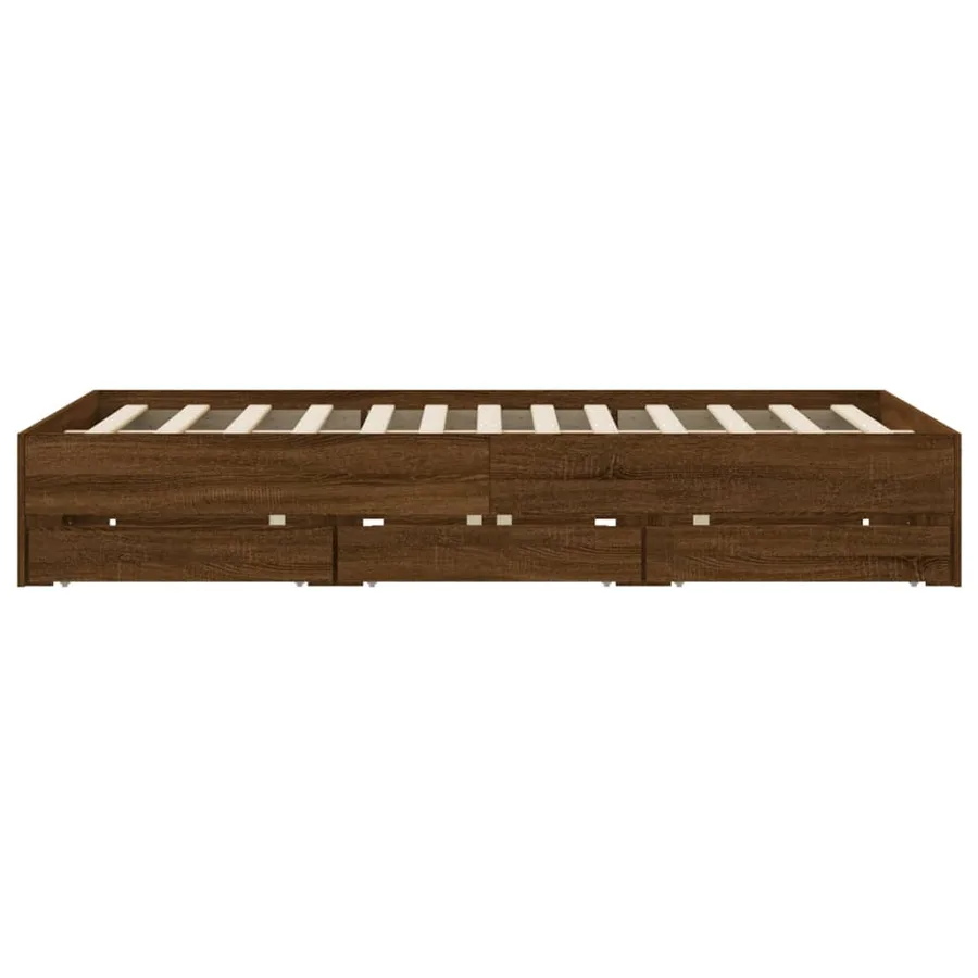 Cadre de lit avec tiroirs sans matelas chêne marron 150x200 cm - 7