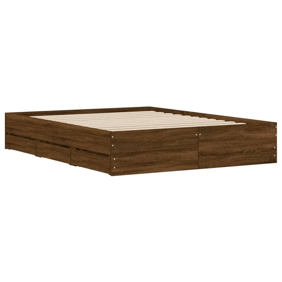 Cadre de lit avec tiroirs sans matelas chêne marron 150x200 cm - 8