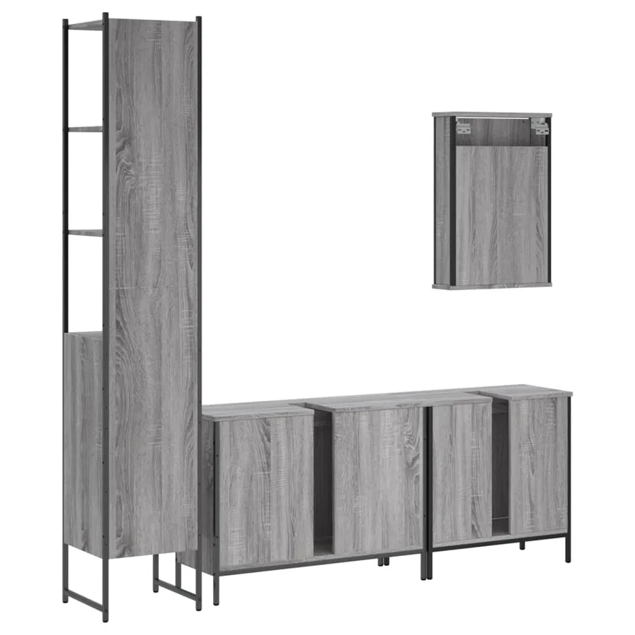 Ensemble de meubles de salle de bain 4 pcs Sonoma gris - 8