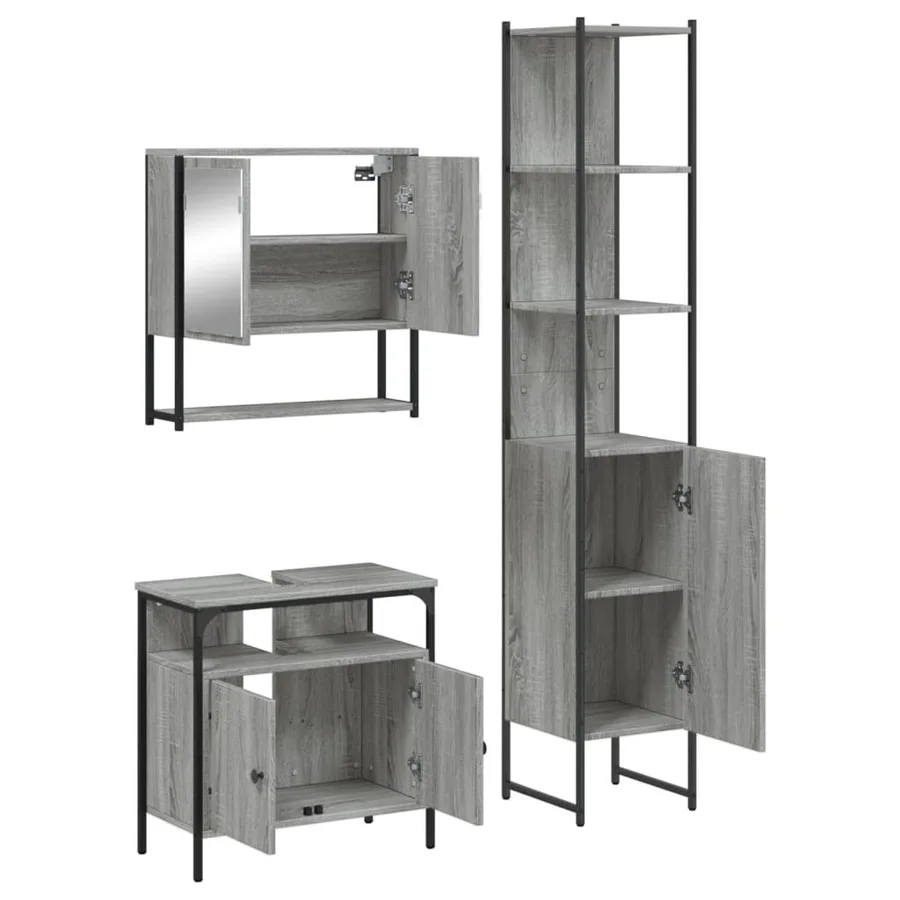 Ensemble de meubles de salle de bain 3 pcs Sonoma gris - 5