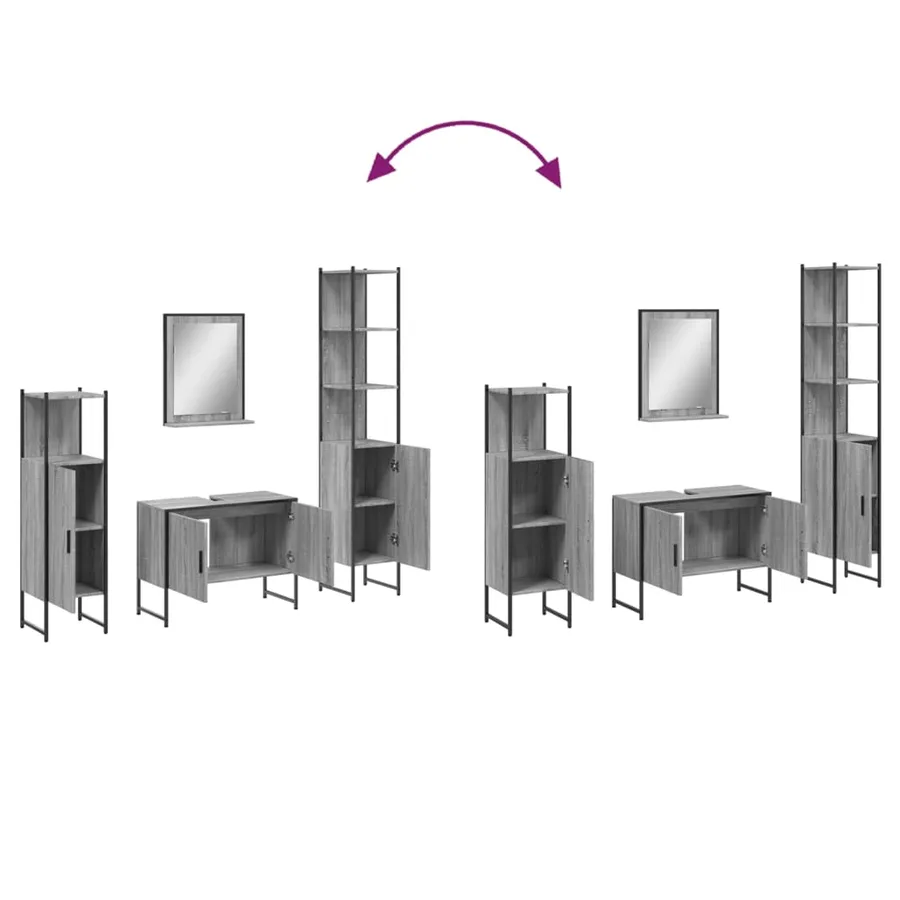 Ensemble d'armoires de salle de bain 4 pcs sonoma gris - 10