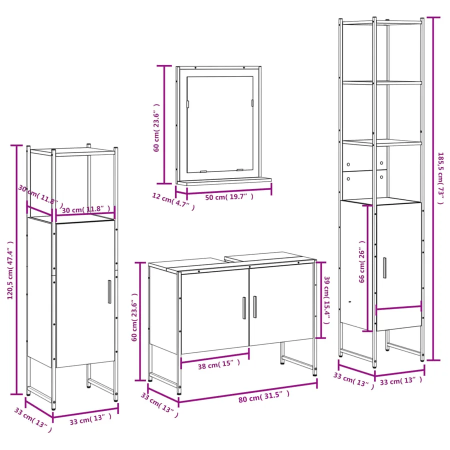 Ensemble d'armoires de salle de bain 4 pcs sonoma gris - 12