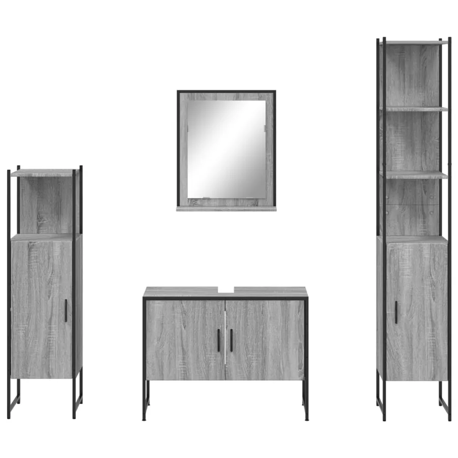 Ensemble d'armoires de salle de bain 4 pcs sonoma gris - 6