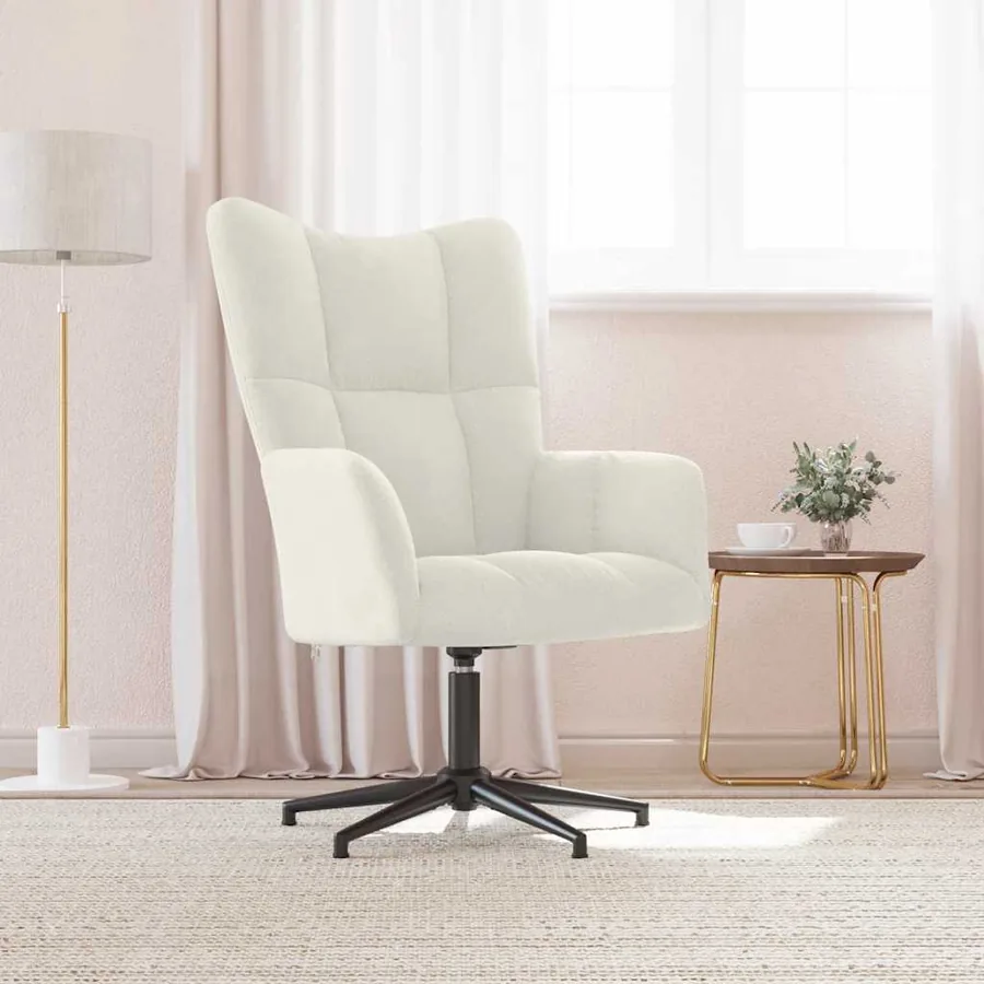 Chaise de relaxation Blanc crème Velours