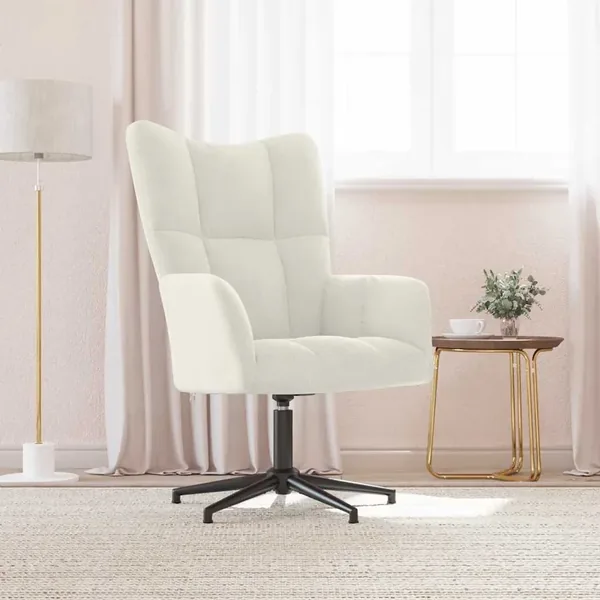 Chaise de relaxation Blanc crème Velours