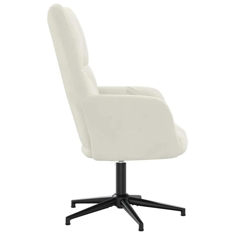 Chaise de relaxation Blanc crème Velours - 4