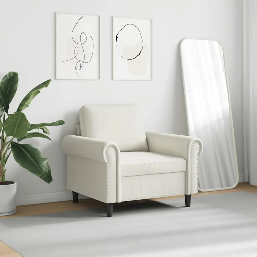 Fauteuil Crème 60 cm Velours - 3