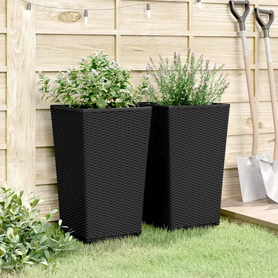 Jardinières 2 pcs noir 32,5x32,5x57 cm polypropylène - 3