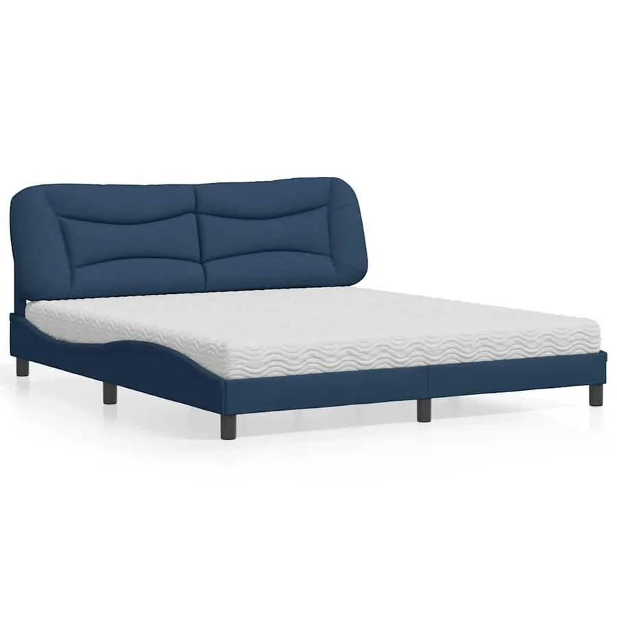 Lit avec matelas Hvar bleu 180x200 cm tissu