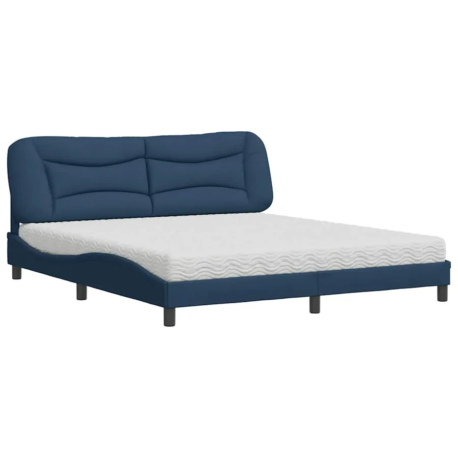 Lit avec matelas Hvar bleu 180x200 cm tissu - 2