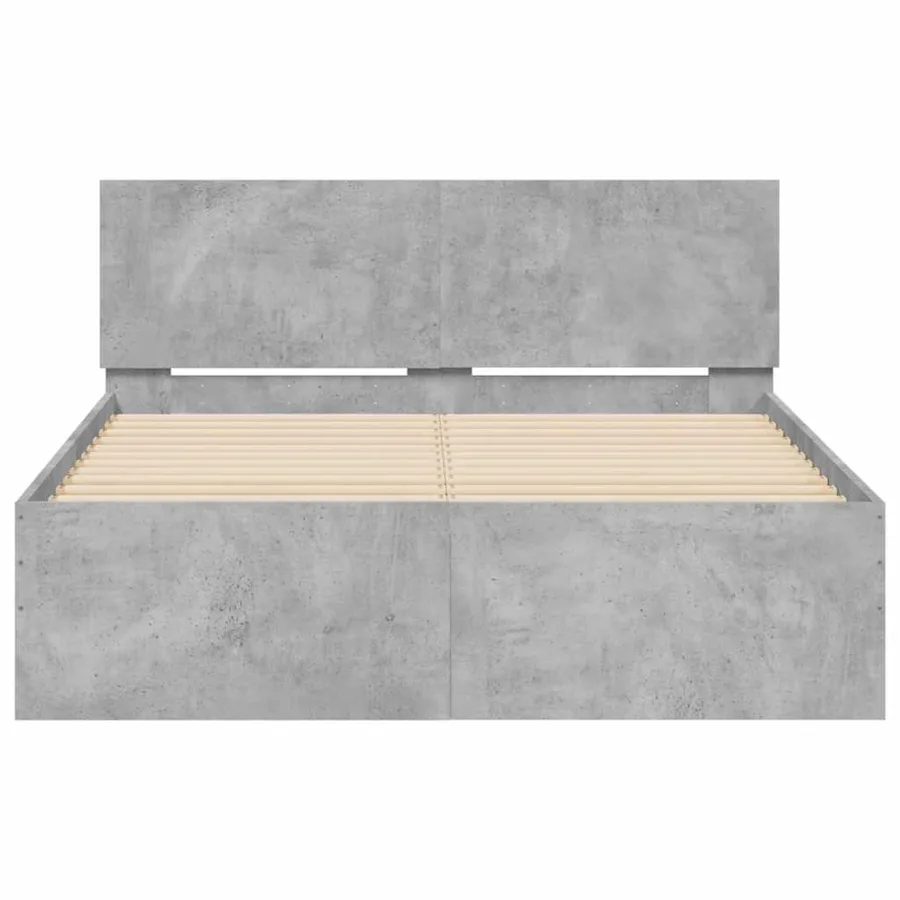 Cadre de lit avec tête de lit et LED gris béton 140x190 cm - 7