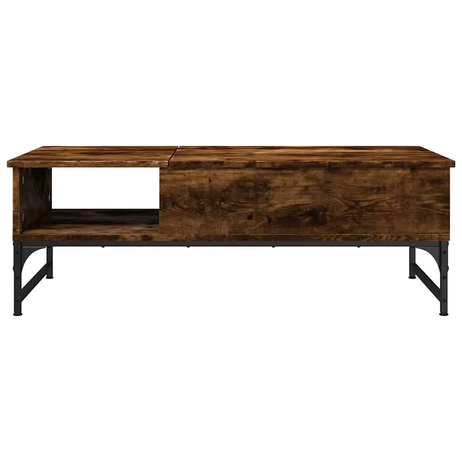 Table basse chêne fumé 100x50x35 cm bois d'ingénierie et métal - 5