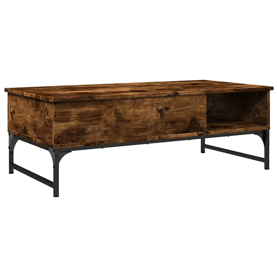 Table basse chêne fumé 100x50x35 cm bois d'ingénierie et métal - 7