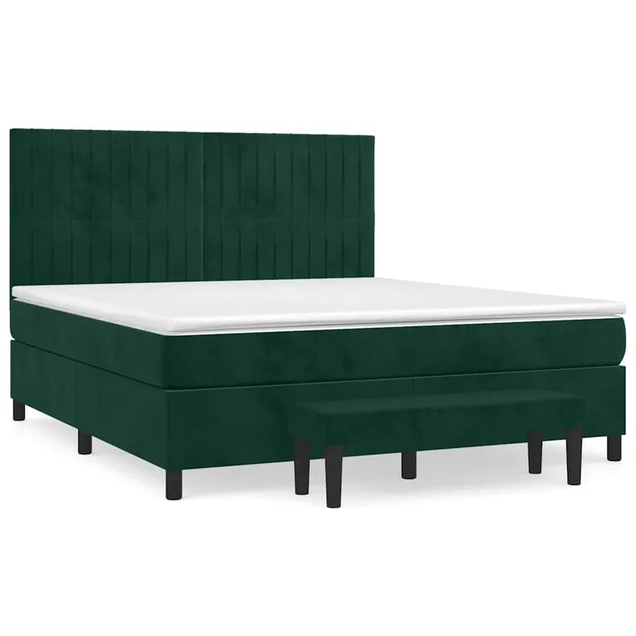 Sommier à lattes de lit et matelas Vert foncé 160x200cm Velours - 2