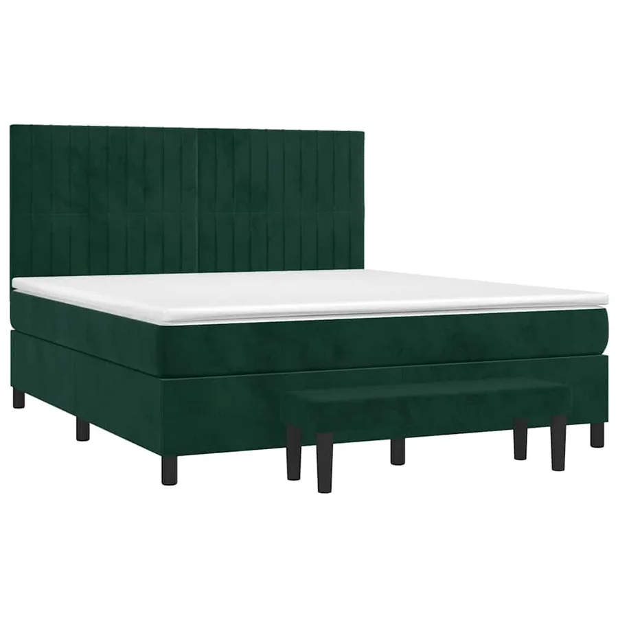 Sommier à lattes de lit et matelas Vert foncé 160x200cm Velours - 3