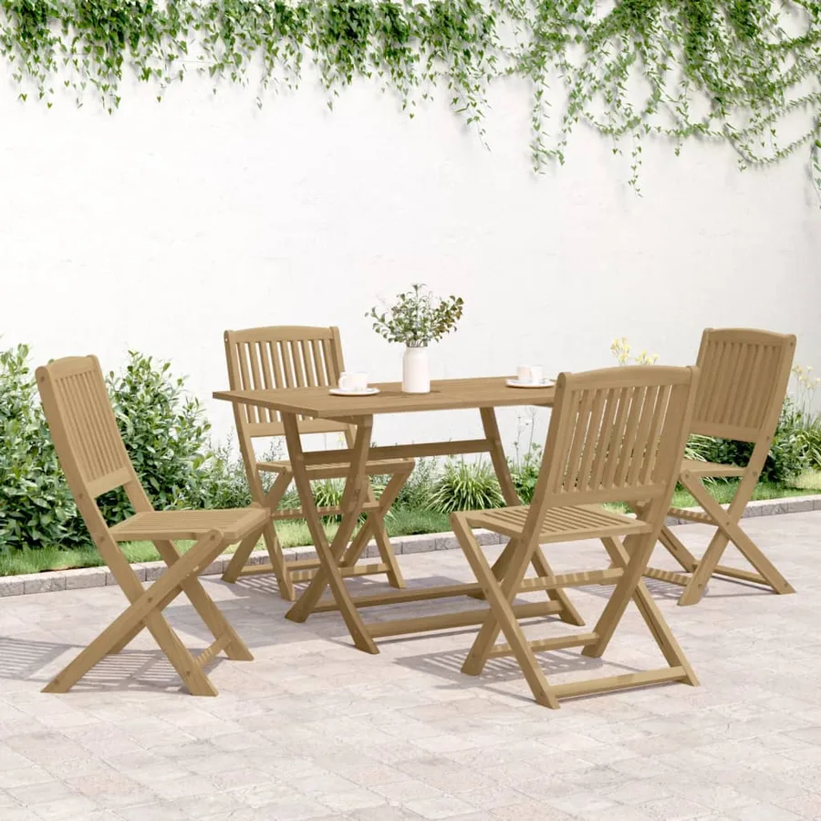 Ensemble à manger de jardin 5 pcs Bois d'acacia solide - 3