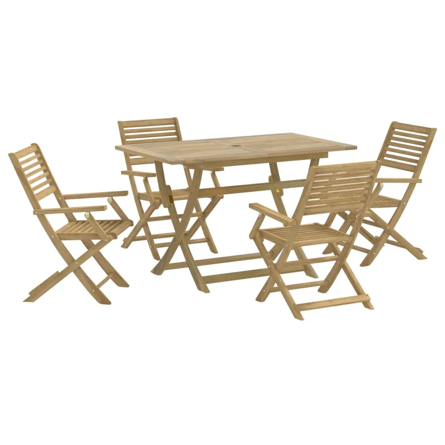 Ensemble à manger de jardin 5 pcs Bois d'acacia solide - 2