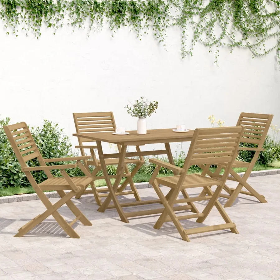 Ensemble à manger de jardin 5 pcs Bois d'acacia solide - 3