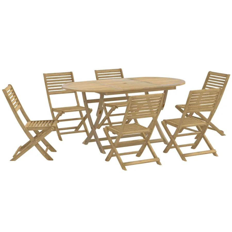 Ensemble à manger de jardin 7 pcs Bois d'acacia solide - 2