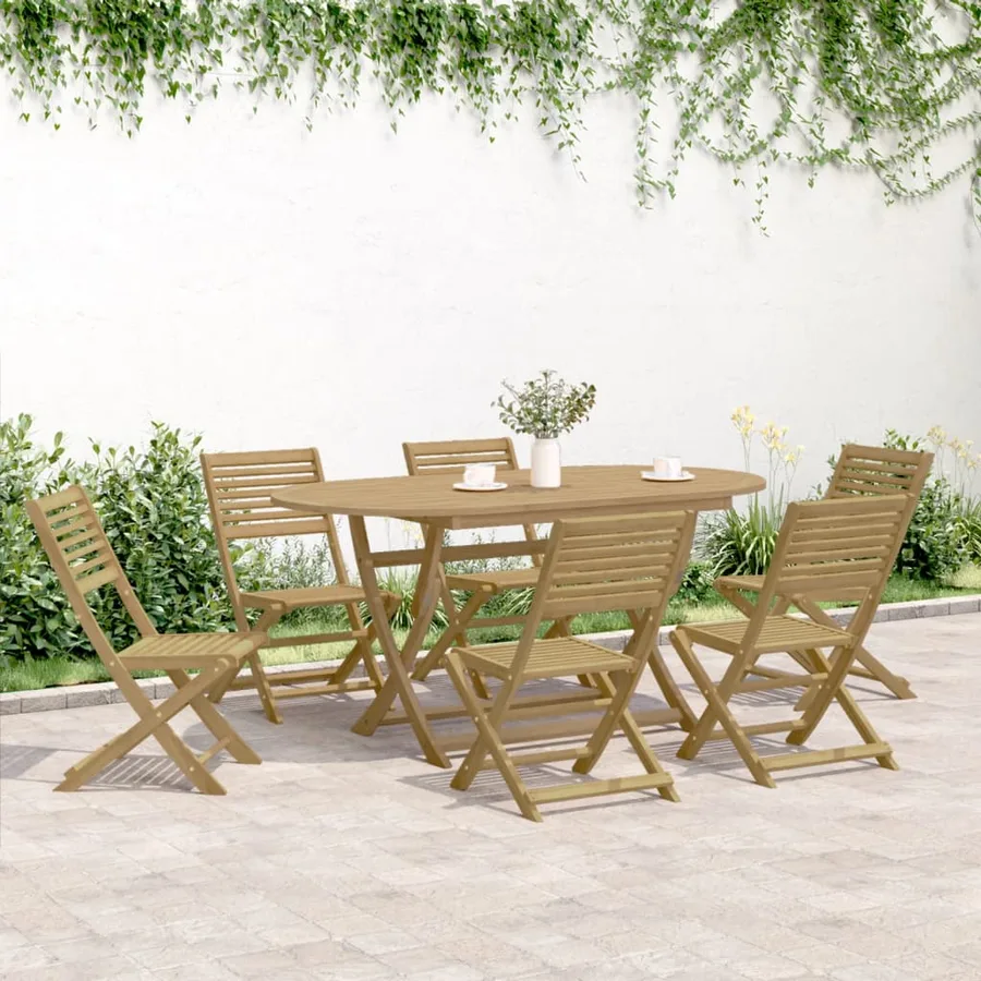 Ensemble à manger de jardin 7 pcs Bois d'acacia solide - 3