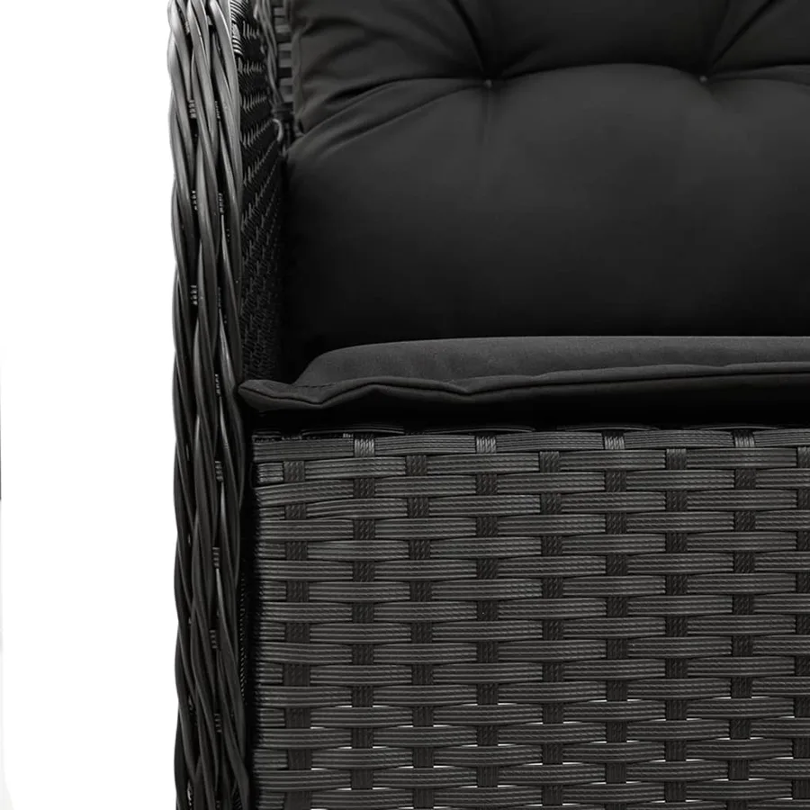 Ensemble à manger de jardin coussins 5pcs Noir Résine tressée - 5