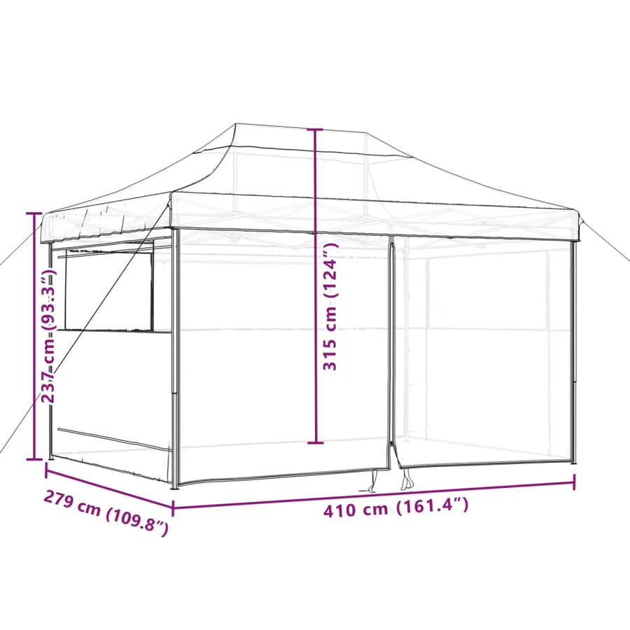 Tente de réception pliable escamotable 4 parois latérales vert - 10