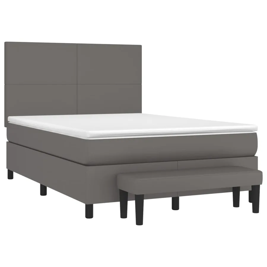 Sommier à lattes de lit avec matelas Gris 140x190 cm Similicuir - 3