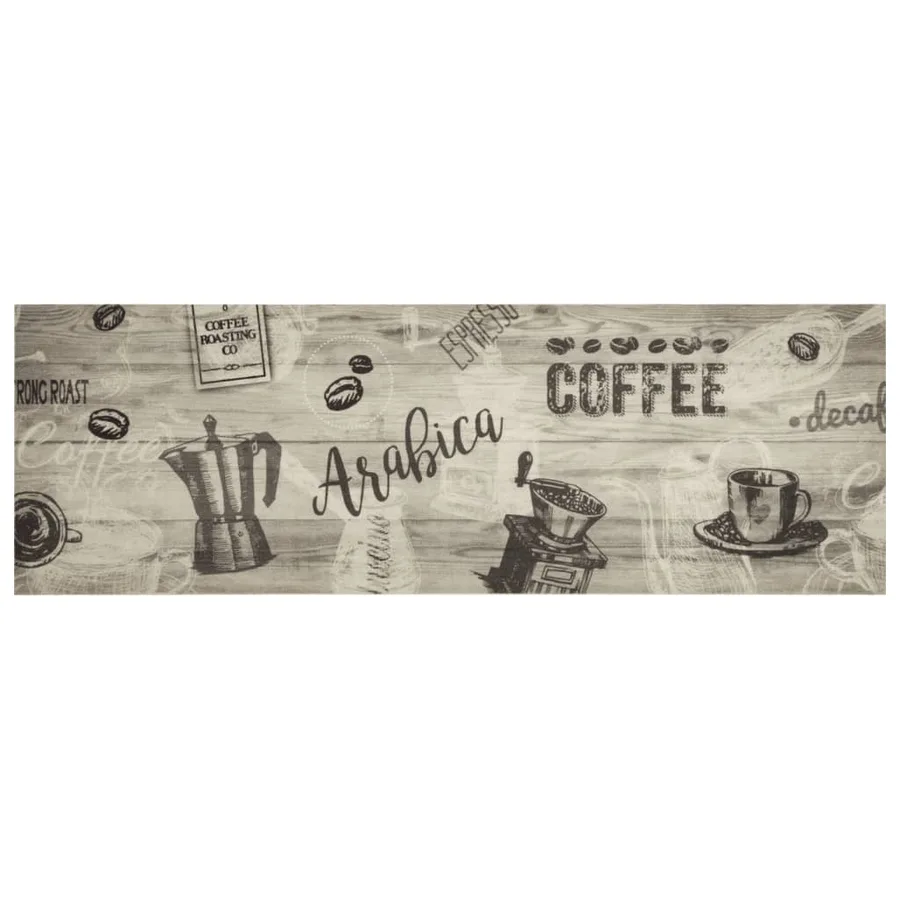 Tapis de cuisine lavable imprimé café gris 60x180 cm velours - 2