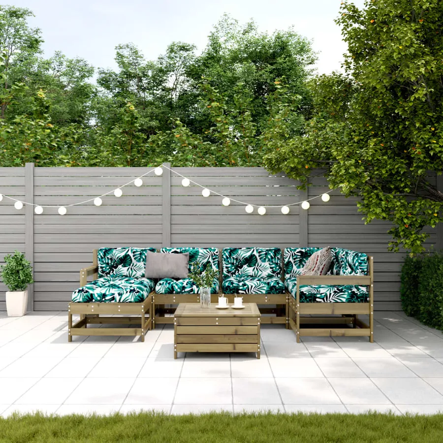Salon de jardin 7 pcs avec coussins bois de pin imprégné - 3