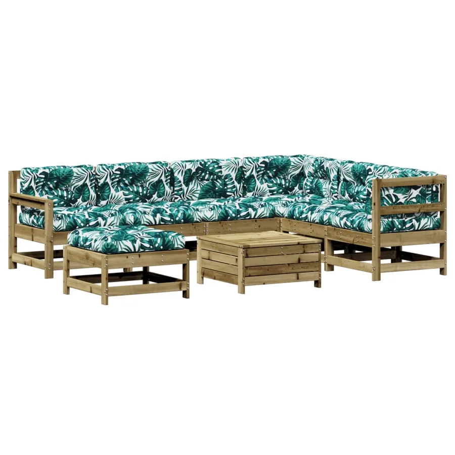 Salon de jardin 8 pcs avec coussins bois de pin imprégné - 2